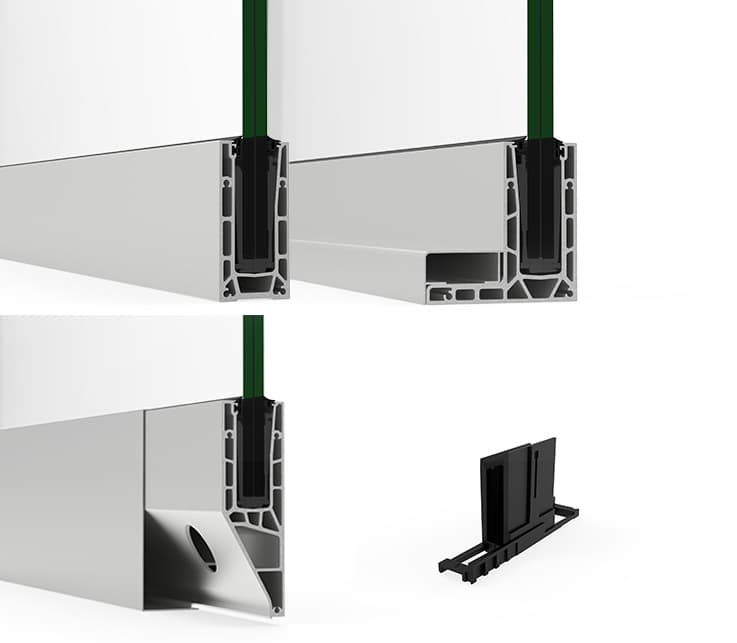 Profils aluminium Cortizo View Crystal Fit Plus — différentes finitions et configurations